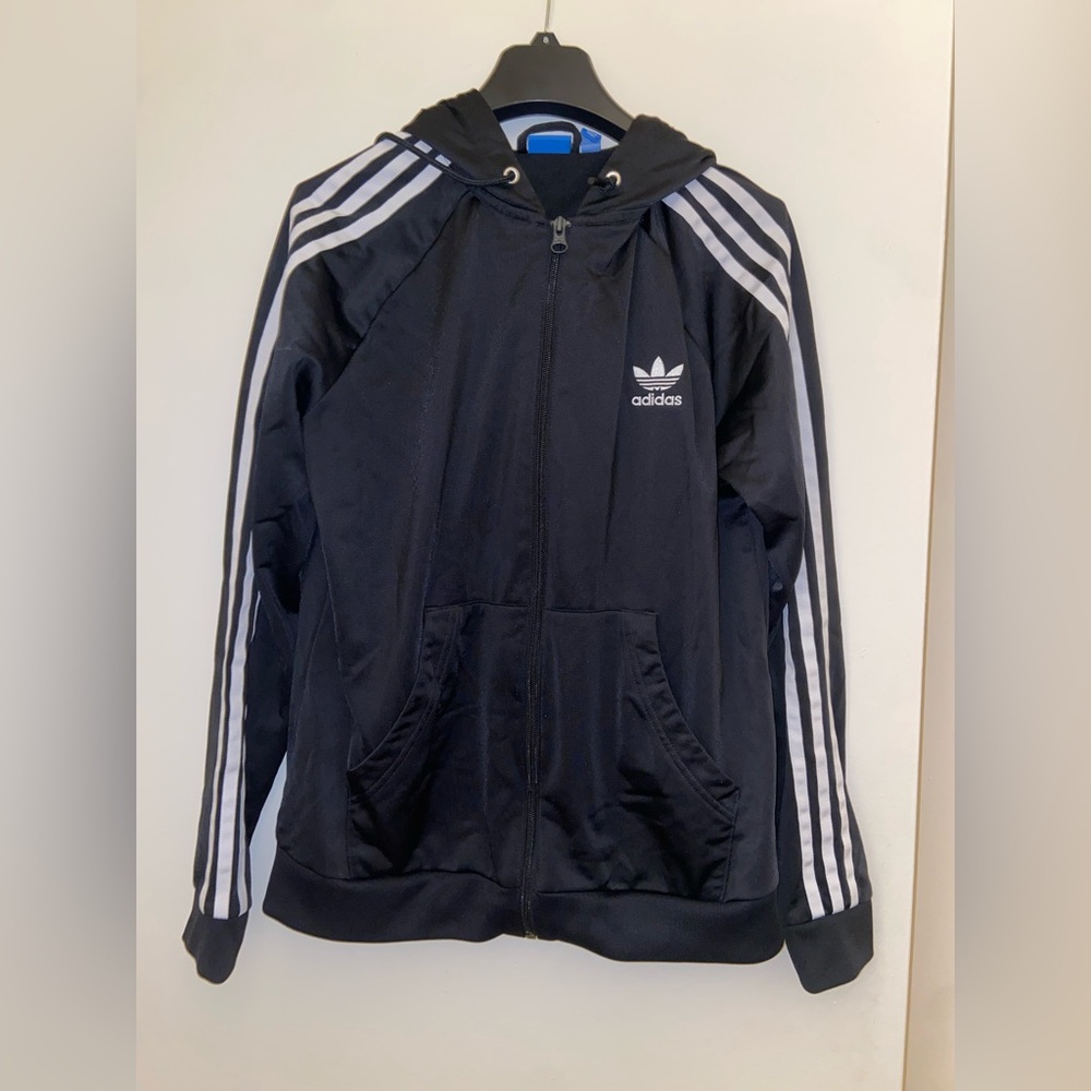 Adidas Black Jacket with White Accents